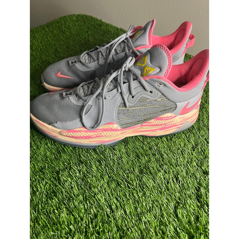 Nike PG 5 Paul George Mens Size 15 Gray Pink Mesh Basketball Shoes CW3143-005